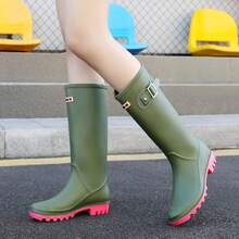 Rain Boots For Women, Waterproof Knee-High Rubber Boots, Lightweight Garden Boots Keep Warm Work Tall Fishing Boots For OutdoorChristmas - 粉色 - 查看 5