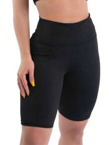 Women's Cycling Leggings, Comfortable, Basic, Suitable For Gym, Fitness, Yoga, Pilates, Vacation, And Beach. - 黑色 - 查看 4