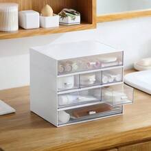 Desk Organizer With 6 Drawers Makeup Organizer Plastic Cosmetic Organizer Bathroom Organization Boxes Desktop Storage Box White