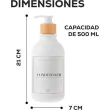 Set 3 Dispensadores de Jabn Lquido, Shampoo y Acondicionador Botellas de 500ML Accesorios Ideales para Bao y Regadera Blanco - blanco - Ver 4