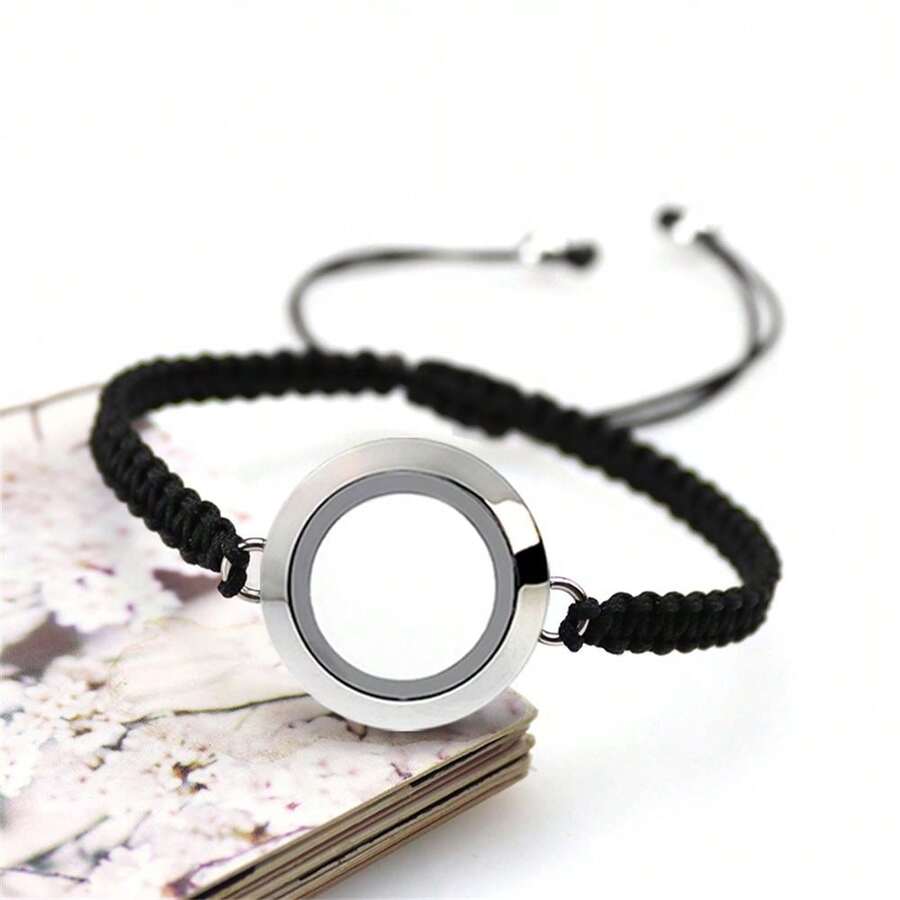 1pc Handmade Woven Bracelet With Openable Glass Locket Pendant ...