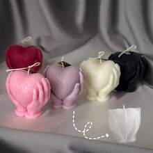 1/2件 3D 心形树脂浇铸模具，适用于蜡烛、硅胶树脂模具、手持香薰模具、DIY 蜡烛熔化装饰模具、心形石膏工艺模具、情人节礼物、情人节装饰品、家居装饰。 - 白色 - 查看 3