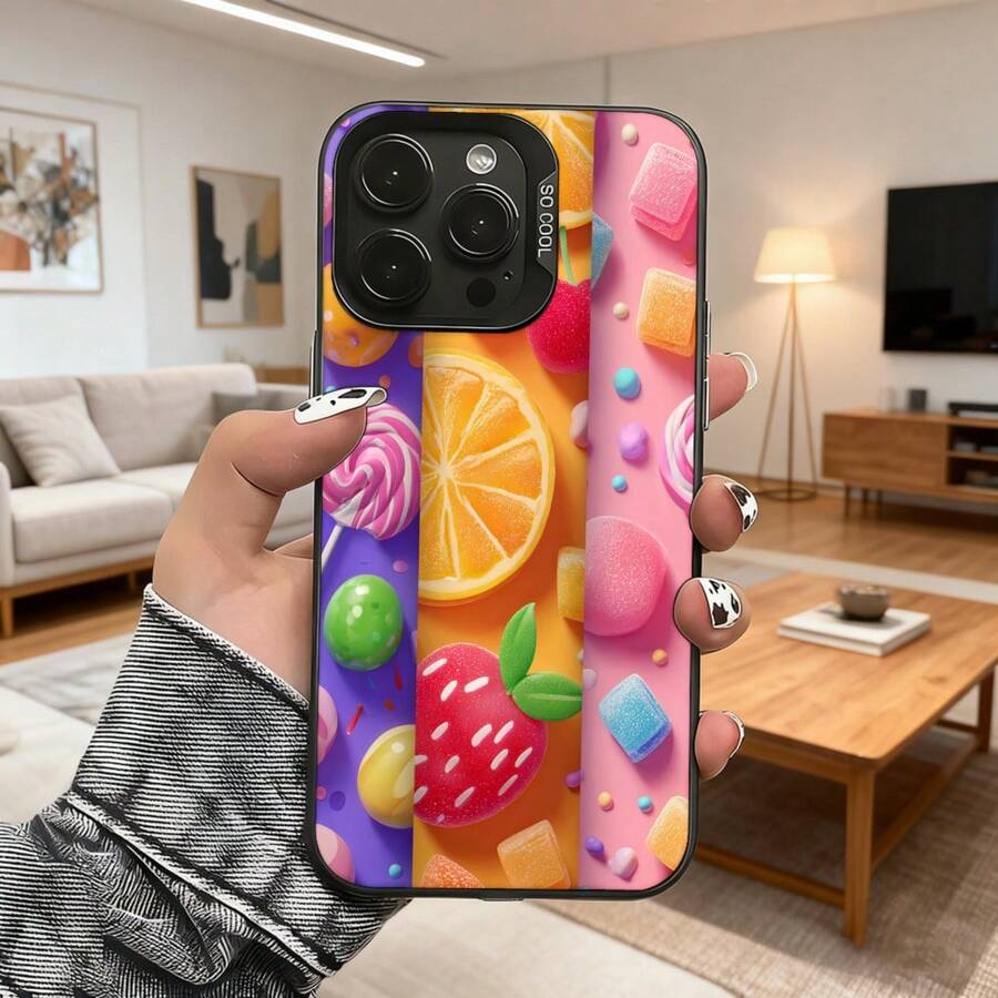 Cubierta de teléfono con diseño de dulces coloridos para iPhone 14 Pro Max funda multicolor con estampado de frutas y caramelos ideal para uso diario en casa o en movimiento Aplicable a teléfonos Apple y Galaxy - Blanco - Ver 1