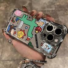 Funda de teléfono de Navidad de dibujos animados populares para 17 16 15 14 13 12 11 Pro X XR XSMAX 8 Plus, funda protectora transparente de alta gama con color electrochapado, anti-caída, equipada con función anti-caída, diseño de moda, tema navideño, carcasa de alta calidad, material duradero, compradores conscientes de la moda, entusiastas de la tecnología. - Colores mixtos - Ver 3