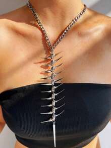 1pc Fashionable Creative Star Cone Geometric Pendant Necklace, Minimalist Gold/Silver Unisex Necklace Suitable For Party, Gathering, Outing, Performance, Music Festival, Daily Outfit Matching