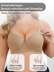 Sujetador con aros MIMILEMON para mujer de talla grande, con soporte y comodidad - Café integral - Ver 4