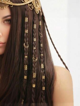 80件/套 金丝太阳形发圈混装，女士编织发饰，节日派对头饰，万圣节发饰，发夹，发卡，发卡