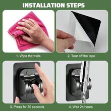Soporte de ducha de mano sin taladrar, soporte para alcachofa de ducha ajustable, soporte para alcachofa de ducha sin agujeros, soporte de ducha negro, soporte de pared ABS, cabezal de ducha - Negro - Ver 7
