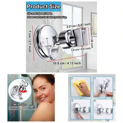 - Soporte de cabezal de ducha ajustable, con ventosa, cabezal de ducha de mano extrable, soporte de succin montado en la pared, soporte de cabezal de ducha para bao ajustable, plateado