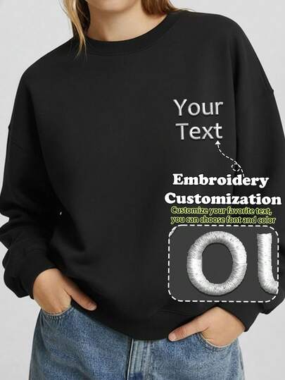 Customize Sports-Themed Personalized Gifts, Including Women's Autumn/Winter Hoodies With Custom Embroidered Text Effects. Add Text (Quotes, Funny Sayings, Names, Etc.), Choose The Font And Font Color, And Design Your Own Personalized Printed Slogan Pattern. Perfect As A Gift For Your Girlfriend, Or A Couple's Date T-Shirt, Etc.