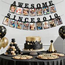 一套闪亮生日装饰拍照背景布，男女皆宜 - 闪光15/16岁生日横幅，趣味闪亮甜美16岁生日装饰，男女通用周年纪念派对 - 多色2010 - 查看 4