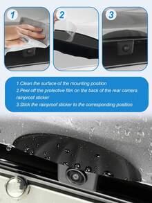 1pc Car Rearview Camera Silicone Rain Shield - Thickened & Widened Triangle Design, Matte Finish, All-Weather Waterproof Accessory, Enhances Visibility In Rainy Weather, Universal Fit Without Installation - Multicolor - View 6