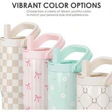 Pink Bow Stainless Steel Straw Lid Tumbler 30oz With Carry Handle For Women Girls, Insulated Travel Coffee Cup, Gift For Sports Outdoor Workout Christmas Birthday - 雛菊2 - 查看 4