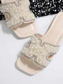 Sandale fără mâneci cu sclipici, ușoare și antiderapante, potrivite pentru plajă, ținute casual, interior, mărimi mari, design nou la modă cu sclipici - Bej - Vizualizare 9