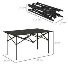 Outsunny Camping Table, Folding Table With Roll-Up Top, X-Shaped Frame, Lightweight Aluminum Garden Table, Side Table For 2 People, Ideal For The Garden, Balcony Or Camping, 95 X 55 Cm, Black