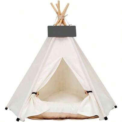 Pet Teepee Dog Puppy Bed Tents Tipi Portable Houses With Thick Cushion Size Fits 9kg/20lbs Pets
