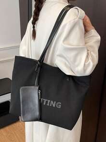 Fashionable Casual Versatile Shoulder Tote Bag - Black - View 7
