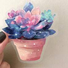 50pcs Purple Starry Sky Stickers Laptop Phone Case Water Bottle Guitar Fridge Cute Transparent PET Decal Waterproof - Multicolor - View 3