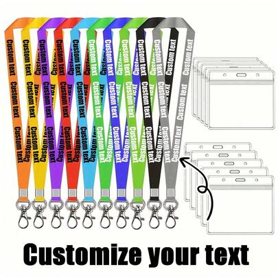Customized Text ID Badge Lanyard, Personalized ID Card Holder Lanyard Set, Detachable Clasp Customized Neck Strap Keychain, Customizable Badge Holder Lanyard, Phone Keychain, Cruise Card Lanyard, Multifunctional, Adjustable, Durable, Decorative, Reusable, Elegant, Cute, High-Quality, Modern, Colorful, Comfortable, Fashionable ,For Family ,Diy Kits