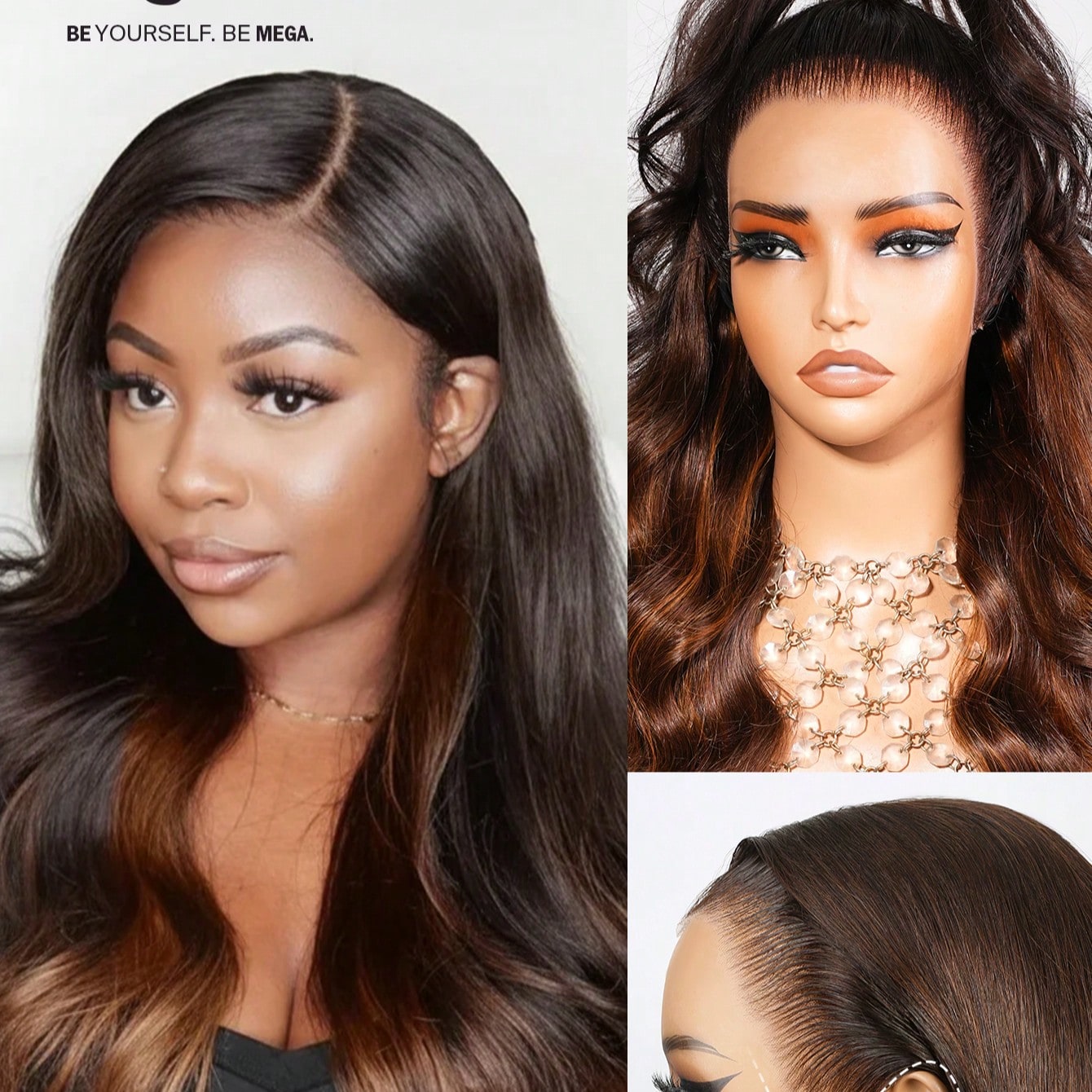 Brown Ombre Color Body Wave Upgrade 13x6 Three-Go™ Glueless Wigs With Drawstring - 100% Human Hair Pre Cut Ear-To-Ear Lace Pre Plucked Invisible Knots 18-26 Inch 180% Density No Glue Needed Ombre Colored Wig Wavy Style Beginner Friendly Natural Looking Daily Use Office Ready Corpse Bride Halloween Vibes Party Style Y2K Baddie Vacation Outfits Outdoor Cosplay Campus School Holiday Christmas Part Wedding Festival Ready For Women