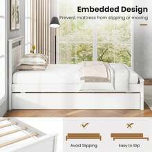 Twin Size Platform Bed W/ Trundle Pull-Out Trundle Headboard & Footboard - mặc định - Xem 9