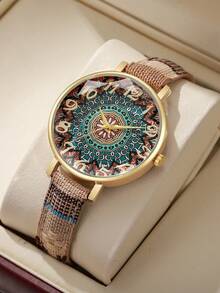 1pc Set Women's Elegant Fashion Personalized Digital Dial Quartz Wrist Watch, Stylish