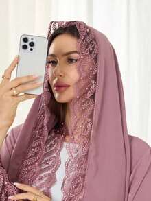 1pc Islamic Turkish Dubai Abaya Muslim Women Hijab, Suitable For Women's Daily Wear