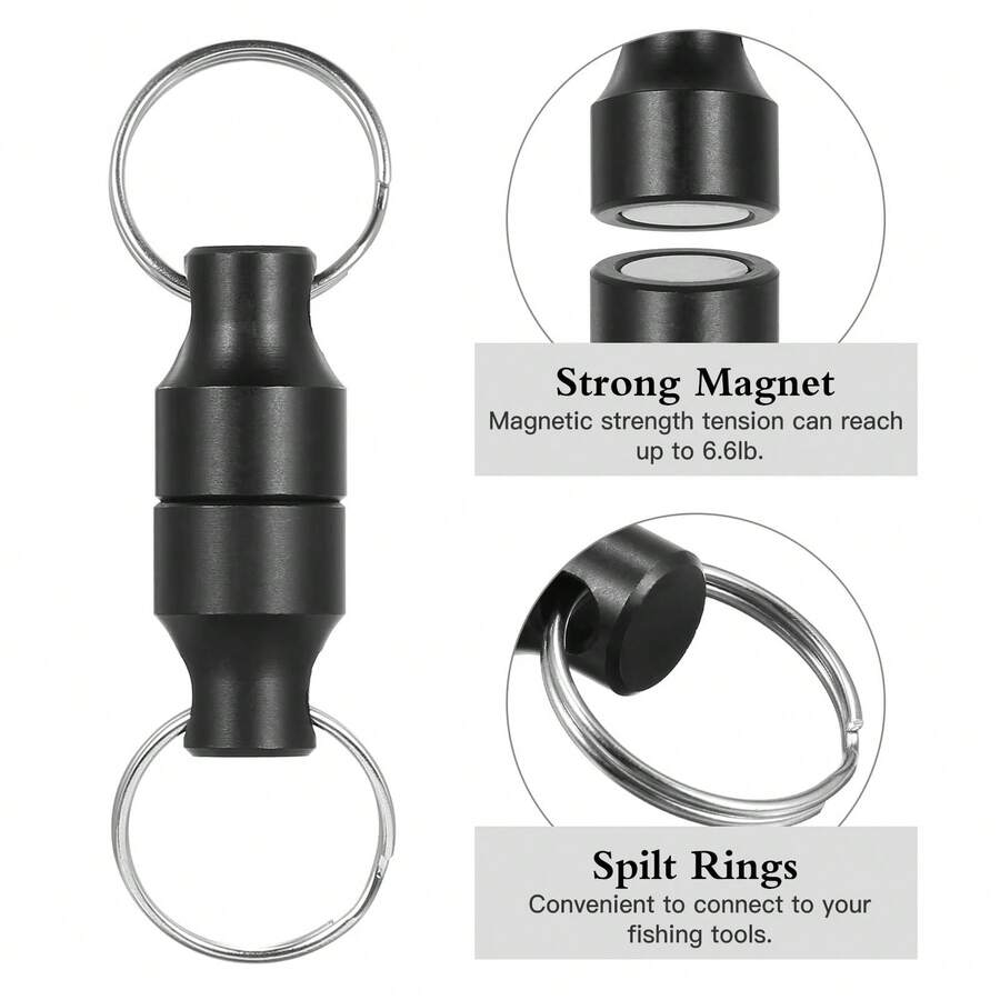 Clipe magnético para rede de pesca (1 ou 3 unidades) - Suporte para liberação de rede de pesca - Clipe magnético para rede de desembarque - Preto - Ver 1