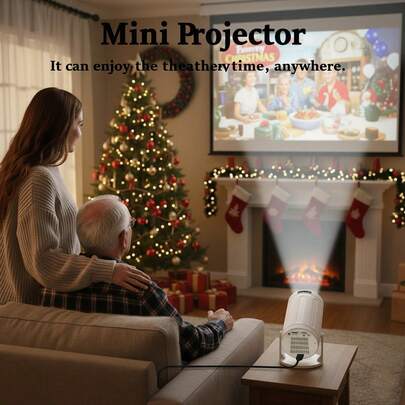 2025新款投影仪，安卓11.0系统，160ANSI分辨率，支持WiFi和无线5.0，美规插头，全志H713四核ARM Cortex-A53处理器，双WiFi，支持4K高清，原生720P，操作简便，是/节日和万圣节的完美礼物，兼容12V3A电源，支持原生260ANSI分辨率，便携式无线家庭户外影院，180°可调投影角度，是万圣节的最佳礼物 - 1080P