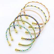 C-Shaped Elastic Adjustable Screw Open 3mm Bangle, Fashionable European & American Style, Suitable For Beads, DIY Bracelets & Jewelry - Woven Elastic Bracelet - View 8