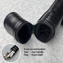 31.5 Inch 4-Hole Pool Cue Case (Cue Tube), PU Leather Exterior & Velvet Lining | Holds 2 Butts & 2 Shafts | Metal Zipper, Adjustable Shoulder Strap, Thick Padding, Multi-Pocket Design | Durable Portable Billiard Accessories, Christmas Gift, Ideal For Pool Enthusiasts, Holiday & Birthday Gift - A Rod Barrel - View 4