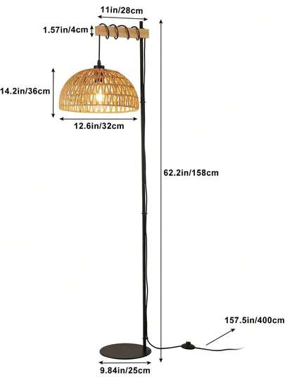 Alpinaluz "SALVIA" Wooden Vloer Lamp Beige Jute Rope Shade E27 view 2