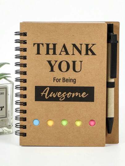 1 Set Spiral Bound Notebook With Pen - Christmas Employee Appreciation Gift, Employee Recognition Award, Teacher Appreciation Notebook, Includes Sticky Notes And Motivational Pen, Wholesale Employee Thank You Gifts, Suitable As Christmas Gift For Employees, Colleagues, Students, Teachers, Parents
