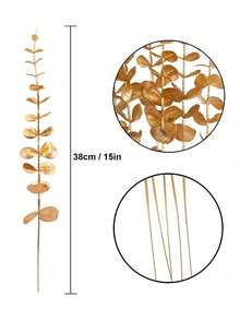 5/10/30/70Pcs Gold Eucalyptus Stems Artificial Plants Faux Eucalyptus Branches Faux Eucalyptus Stem For Wedding Bouquet Boho Home Floral Arrangement Farmhouse Decor, Valentine Day, Gift Gifts Birthday Graduation - Gold - View 8