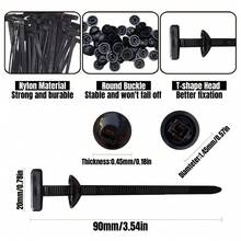 50-100pcs Self-Locking Nylon Universal Zip Ties, Heavy Duty Fastener Straps With Buckle And Button For Car Repair And Daily Use - Black - View 2
