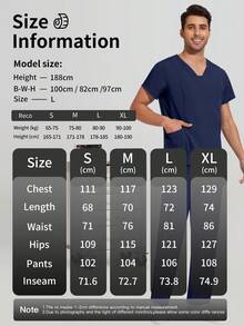 Surgical Uniforms Men Scrubs Nursing Sets Tops+Pants Suit Murse Scrubs Uniform Beauty Salon Work Clothes Hospital Scrubs Sets - Navy Blue - View 11
