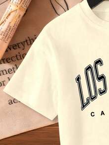 女童卡通印花短袖T恤 - 杏色 - 查看 5