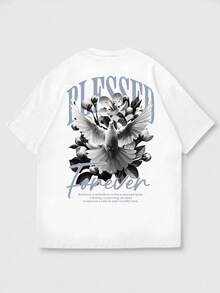 Camiseta de manga corta casual y versátil con elemento impreso simple para hombres Zrgoth - Blanco - Ver 4