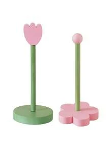 迷人的花卉木质纸巾架，独立式卷纸盒，粉绿相间的柔和设计，适用于厨房、浴室、客厅装饰，优雅的家居礼品，厨房收纳神器，乡村风格，经久耐用的木质材料，室内设计师之选 - 彩色 - 查看 6