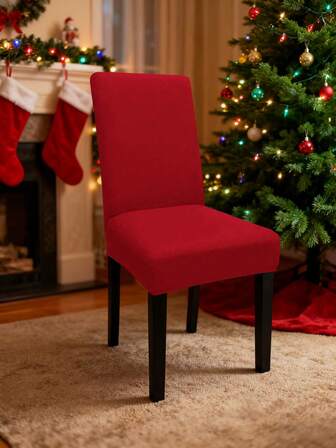 1/4 piezas Funda de silla de seda de leche de unicolor, alta elasticidad a prueba de polvo y antifouling aplicable para todas las estaciones, sala de estar, hotel, restaurante, cocina, decoración del hogar, adecuada para Navidad