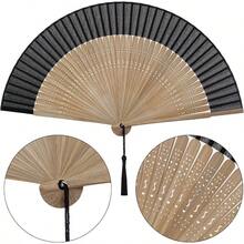 1PC Folding Hand Fan Handheld Foldable Fan Style Fan Dance Music Festival Wedding Party Decoration Performance - Black - View 4