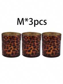 Bộ 1/2/3 hũ thủy tinh in họa tiết da báo cổ điển, dùng đựng cọ trang điểm, son môi và bút kẻ mắt, đồ trang trí bàn làm việc, quà tặng ngày lễ và tân gia. - Nhiều màu - Xem 15