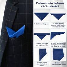 Pauelos Para Hombre, 5PCS Pauelo de Bolsillo Hombre, Adecuado Para Ocasiones Oficiales Como Bailes, Bodas, Fiestas - Azul elegante - Ver 5