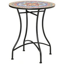 Outsunny Garden Table Mosaic Table Round Coffee Table Side Table With Ceramic Mosaic Top Metal Red+Blue+White Ø60 Cm On Site - 1 - 查看 9