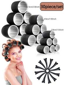 10piece/Set Jumbo Hair Curlers Rollers Large Hair Rollers With Clips, Self-Grip Hair Curlers, Suitable For Long/Medium/Short Hair, Bangs, Diy Curlers 2.36in,1.9in,1.53in,Mother's Day Valentine's Day Couple Gift Essential Curling Tools For Families(Includes 4 Curling Irons And 6 Hair Clips)