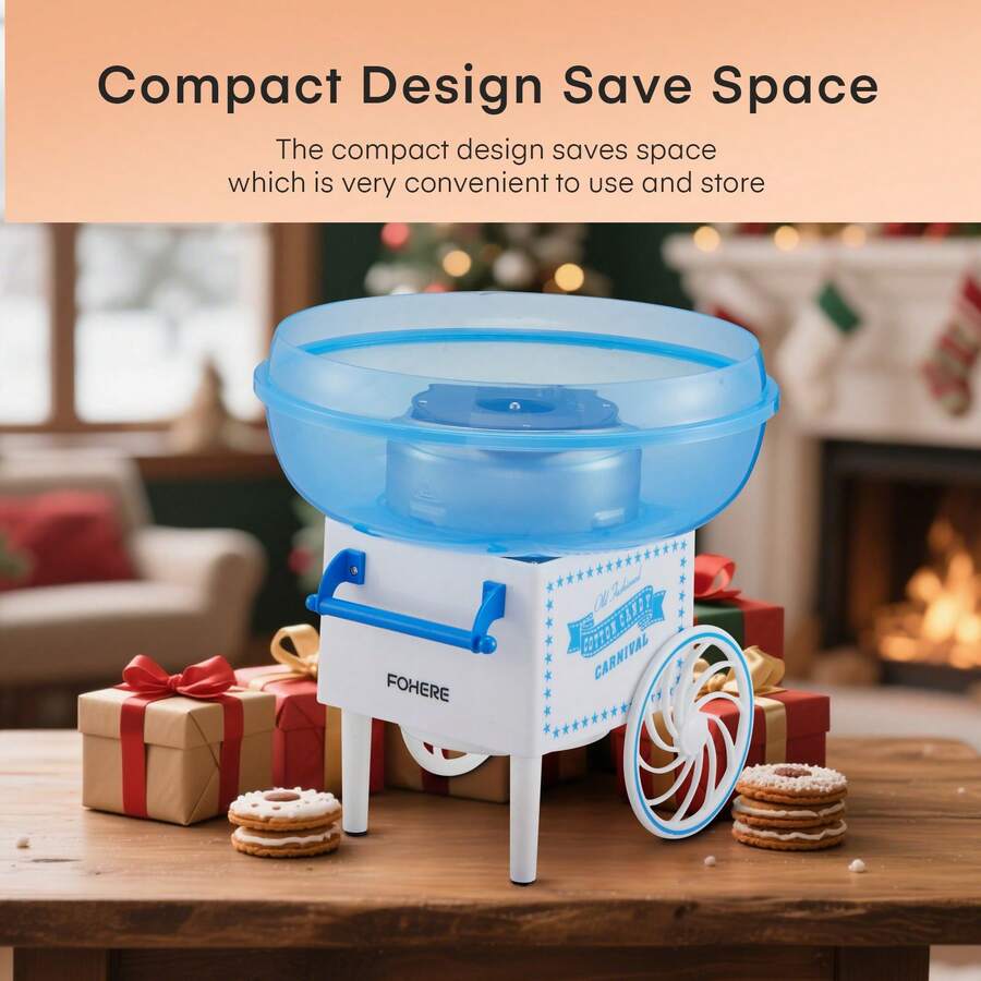 Vintage Countertop Cotton Candy Maker Homemade Candy Sweets For Birthday Parties, Includes A Scoop And 10 Candy Cones, Gifts (White) - 美規A型插(110-127V) - 查看 1