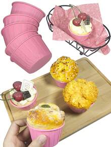 50pcs/100pcs Rose Pink Cupcake Liners, Heat-Resistant Baking Cups, Cupcake Stands, Muffin Molds, Suitable For Weddings, Holidays, Birthdays - Multicolor - View 9