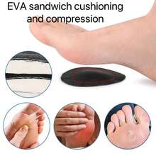 PU皮革前掌缓冲垫，柔软减震半码鞋垫，自粘防摩擦鞋垫 - 黑色 - 查看 5