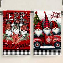 Christmas Gift Santa Claus 2 Vintage Santa Kitchen Towels - Festive Red Dish & Tea Towels, Polyester, Hand Wash Only - Perfect Holiday Decor & Housewarming Gift