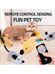 1pc Automatic Electric Mouse Toy To Entertain Cats Remote-Controlled Interactive Cat, Toy Movable Stuffed Mouse Pet Toys , That Can Be Moved Around Unleash Your Cat's Predatory Nature, Small Size For Easy Carrying, Rainbow Mouse And Cat Toys For Fun And Play Interactive Cat Game Toys, Toy Indoor Cat Toy(Random Styles)
